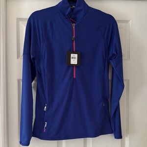 RLX Ralph Lauren Blue Quarter-Zip Blouse